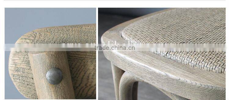 RCH-4002 French style rattan wood solid oak cross back chair