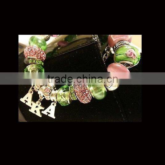Customized Alpha Kapp Alpha Logo rhinestone greek divine sorority jewelry fancy AKA gift bangle bracelet