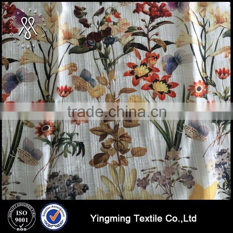 Wholesale Flower designed Jacquard Printed Organza Fabric for fashion garments,dress,skirt,wedding