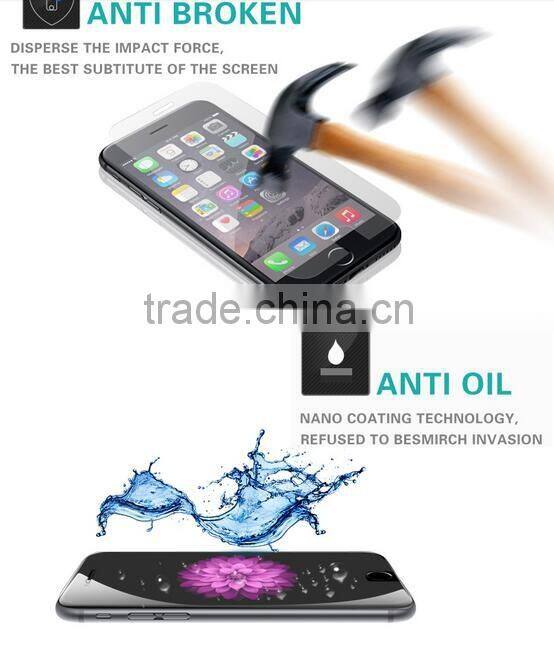 best selling 2015 mobile phone protective film 2.5D 0.33mm privacy tempered glass screen protector for iphone 6