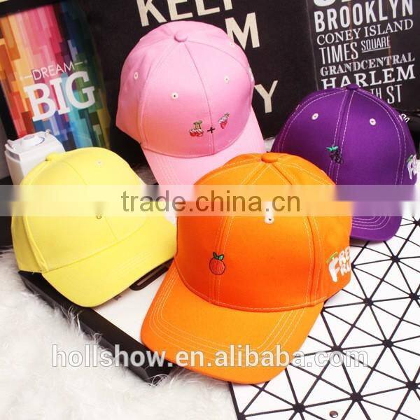 2016 Newest Fashion Simple Fresh Fruit Embroidery Men Women Curve Brim Plain Baseball Caps