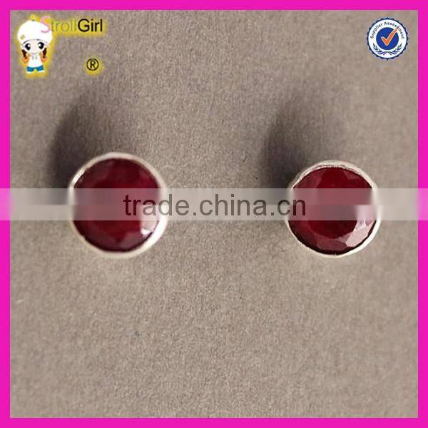 Simple wholesale cheap stud earring classic natural ruby stone earrings