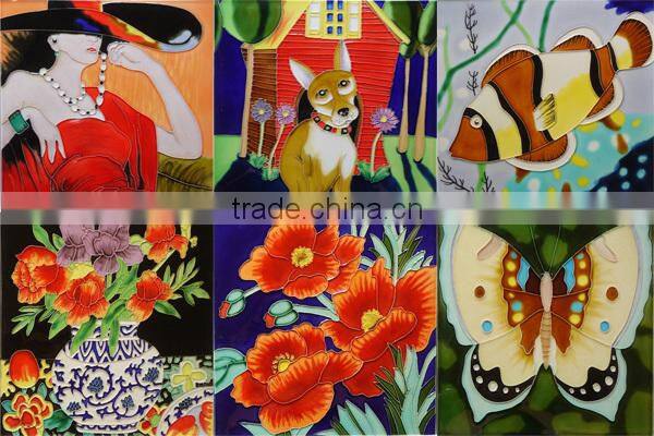 Hand painting fancy home home art tile decorative ceramic tiles