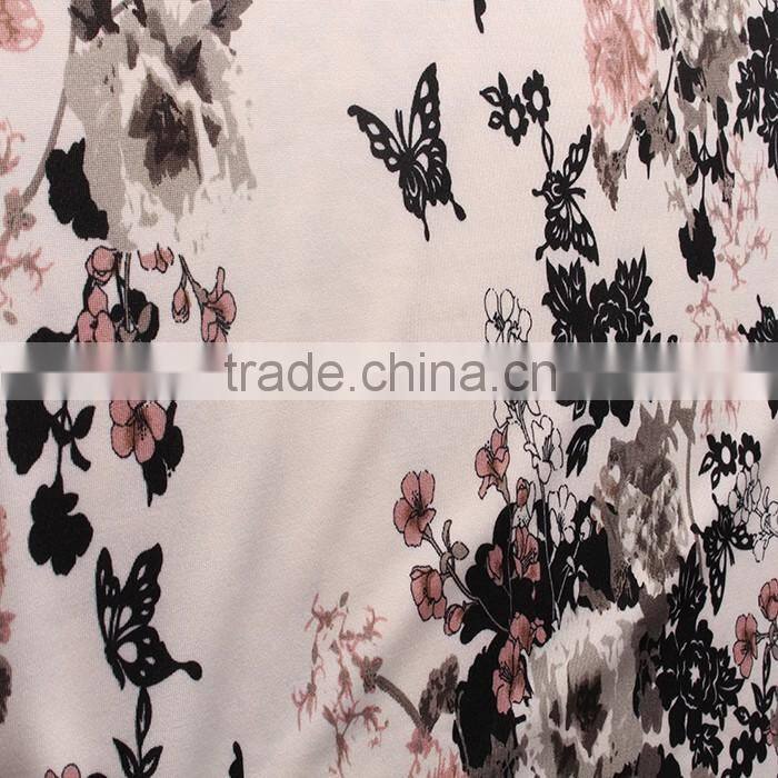 fashion designs digital printed DTY polyester spandex fabric for woman clothing
