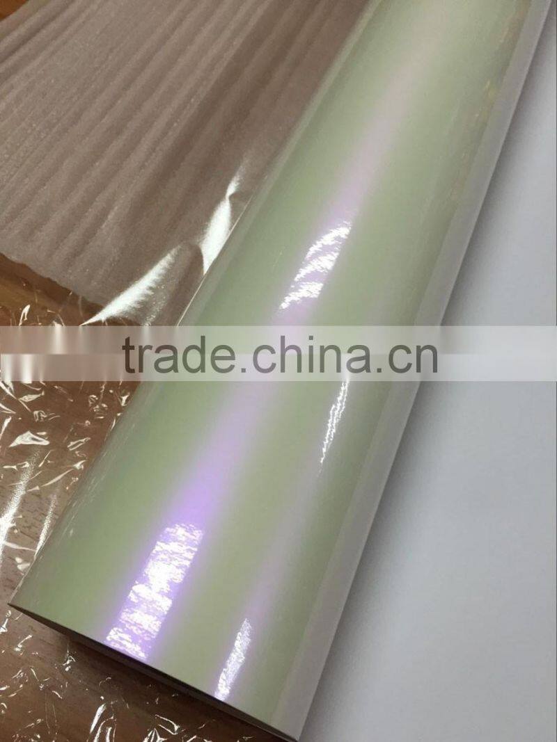 High quality chameleon pearl white car wrap film with air bubbles 1.52*20m each roll