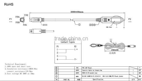 12V to 12V dc to dc car charger with cigarette lighter plug