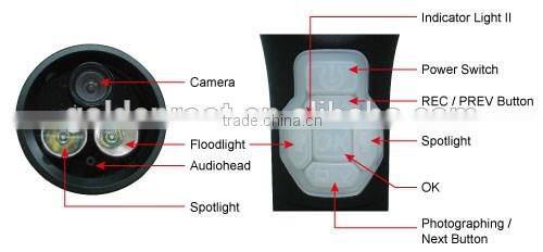 Rechargeable Video Camera Recorder Police Tactical Led Flashlight Torch with LCD Screen