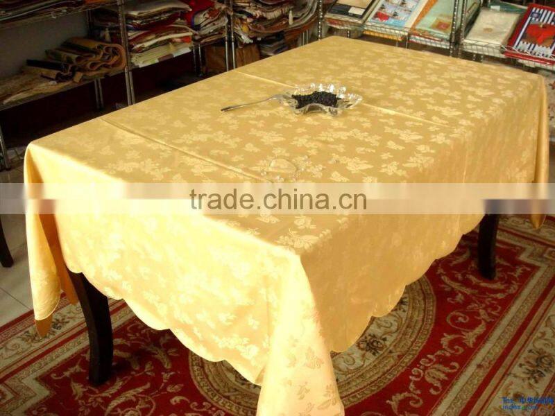 2016 hot sale high quality round polyester jacquard table cloth for wedding banquet