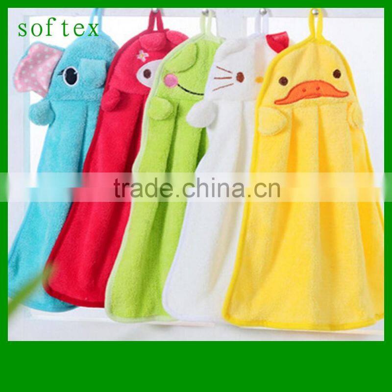 Cartoon design decorative microfiber Coral Fleece plush kitchen hand towel