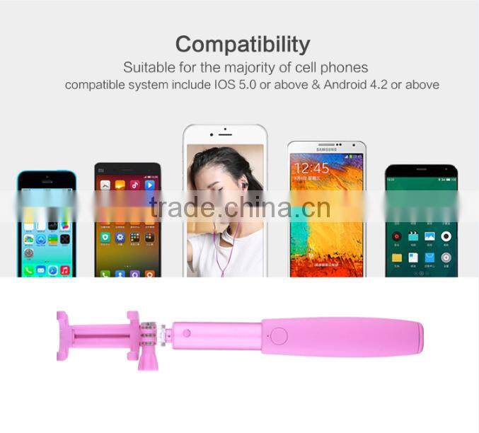 2016 mini selfie stick with bluetooth shutter button,Custom Handheld bluetooth selfie stick Monopod Stick