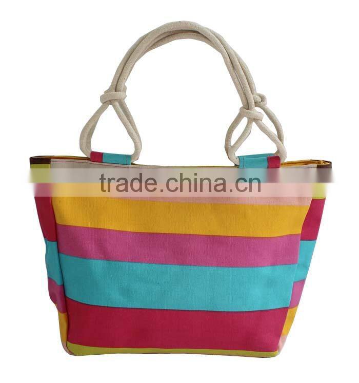 2014 latest design canvas lady bag striped handbags
