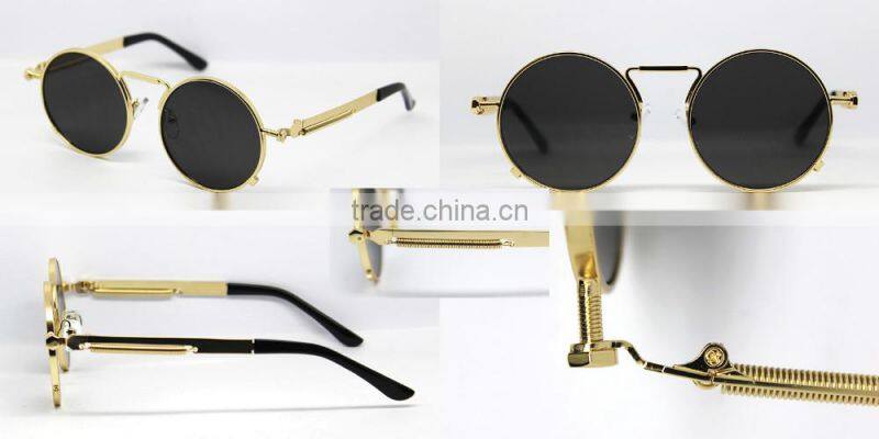 New Arrival Classics Creative Spring Hinge Round Metal Sunglasses