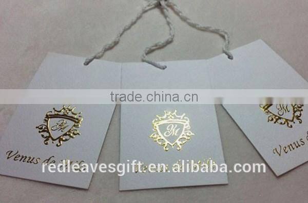 White card hot stamps logo garment tags and labels hang tags for clothing