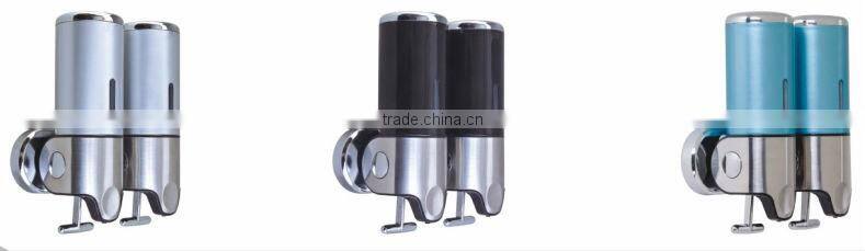 Hotel plastic wall mounted manual double soap dispenser