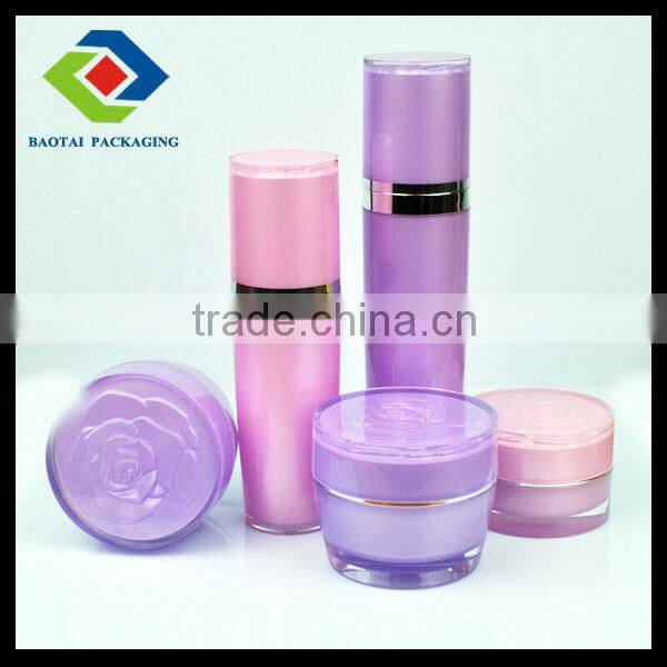 100ml light purple fresh taper round flower acrylic bottle for cosmetic toner