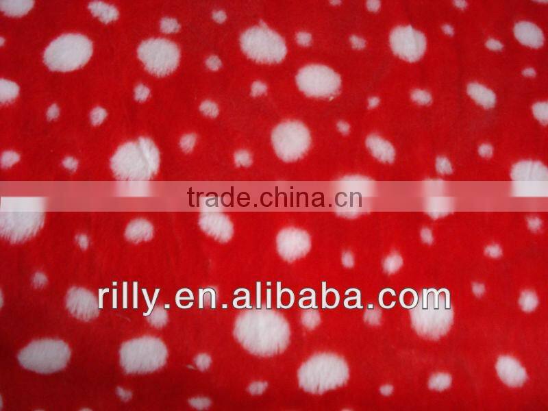 Red printed 100% polyester pv plush super soft pv plush fabric