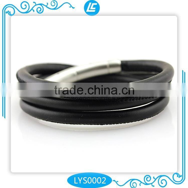 Stainless Steel Magnetic Clasp in Sheep skin Leather Bracelet Wraps Bracelet Bangle for Wholesale