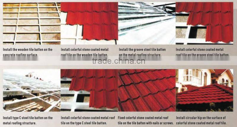 Traditional Wanael stone coat steel roof tile/economic roof covering/metal roof dog houses