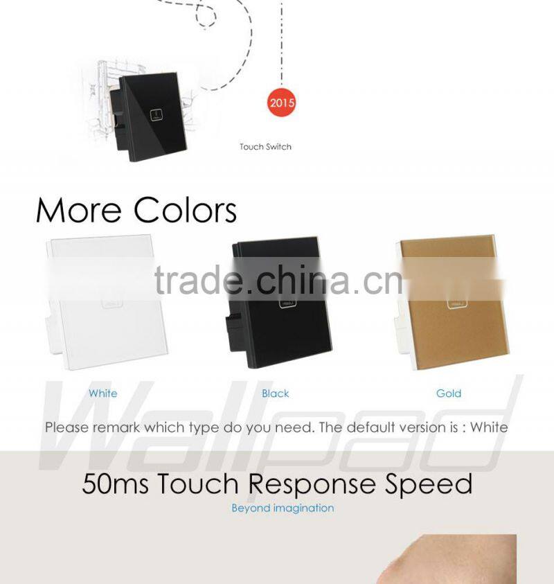 BS CE Approved Wallpad Gold Temepred Glass Switch Remote 1 Gang Wireless Electric Touch Screen Sensor Smart Home Switch Panel