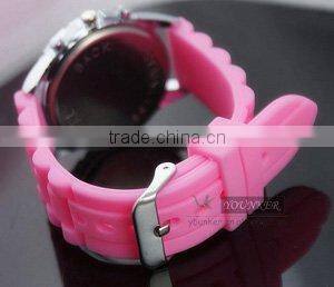 Silicone Rhinestone Sport Watch, Unisex Silicone Stainless steel Watch(Japan Movt Wateproof)