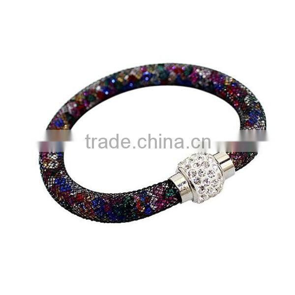 Hot sale fashion multi-color bio magnetic stardust bracelet,mesh crystal charm bracelet