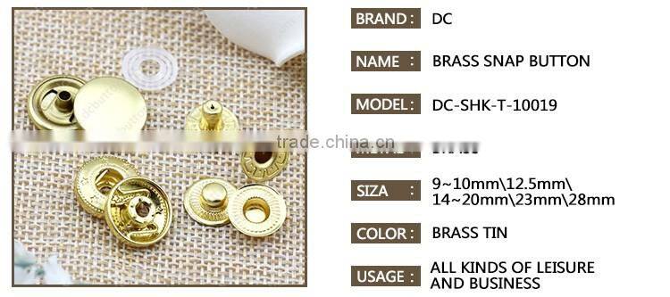 Brass Tin Brass Push Button Spring Snap Button,Snap Fasteren for Denim