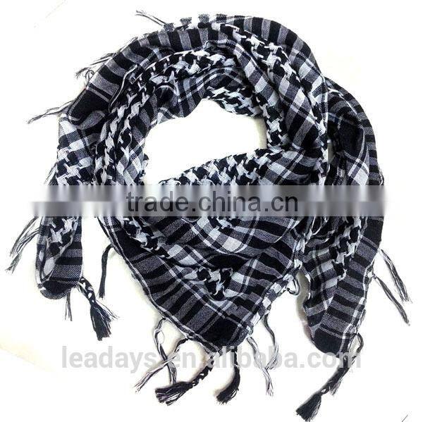 Plaid tassel polyester square palestine scarf