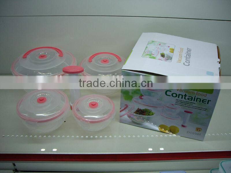 5pcs plastic vacuum food storage container set with pump