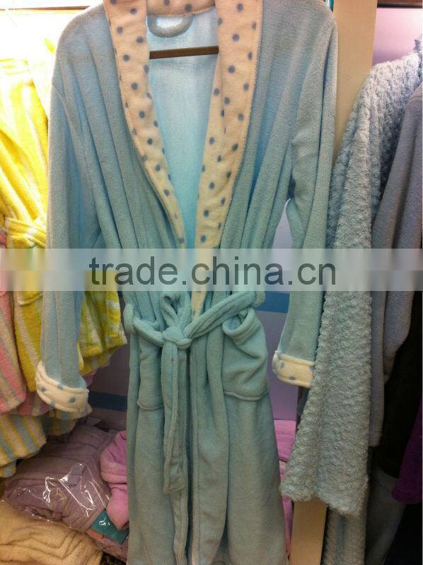 Sexy Pink Coral fleece bathrobe for women
