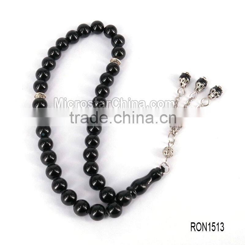 Imitation Black Jasper Arabic Ya Allah Written Prayer Beads