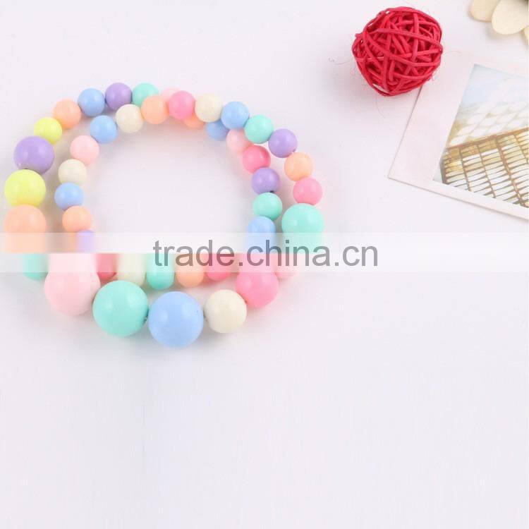2015 hot sale candy colors pearl necklaces baby girl infant kids cute Handmade jewelry necklace Fashion jewelry