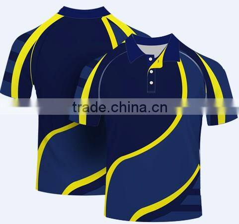 Blue Striped 2014Sport Custom Soccer breathable t shirt polo