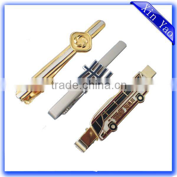 Wholesale custom 3D logo gold plating cheap metal tie clips for souvenir gifts