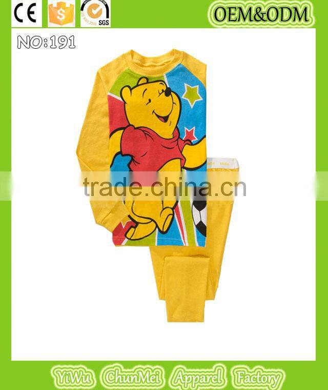 new fashion children cartoon pajamas Verney image yellow pyjamas set sleepwear long sleeve nightwear