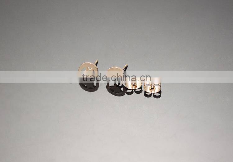 KSTONE 2015 New Fashion Rose Gold Plated Stainless Steel Lovely Moon And Star Stud Earrings