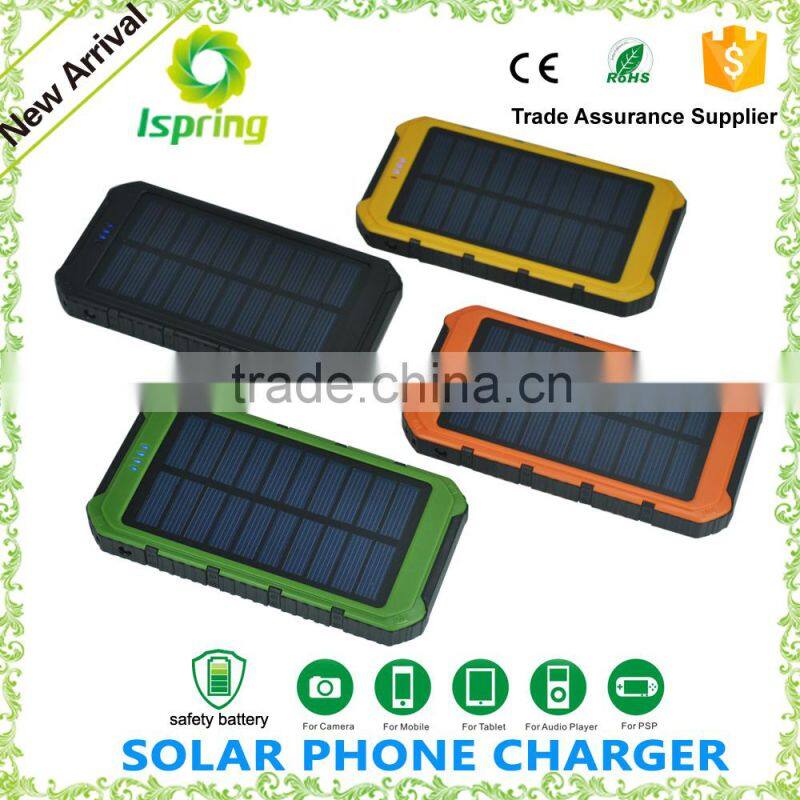 Outdoor Travel Waterproof Solar Power Bank Portable Solar 8000mah Battery For Mobile Phone Charger Power Bank