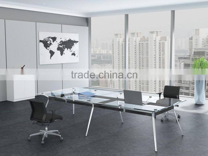 Hot selling unique design clear glass conference table