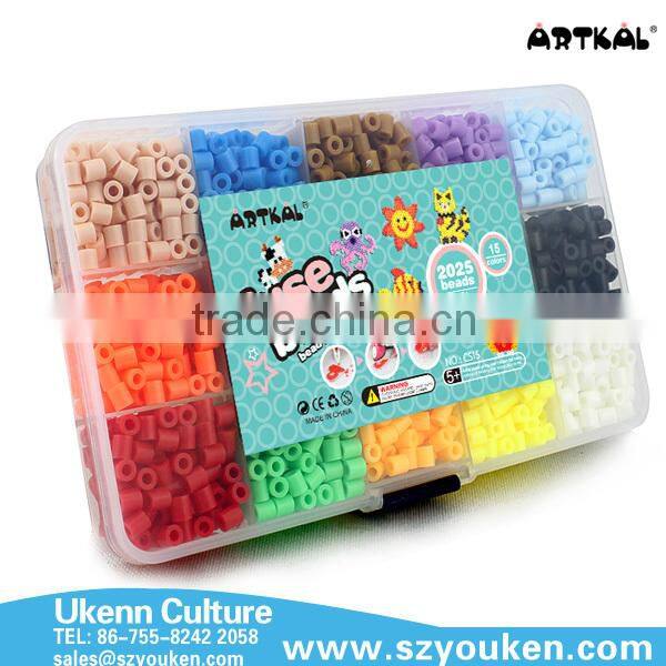 UKENN S-5MM 2025pcs fuse perler beads/box 15 colors with pegboard jewelry making kits for kids