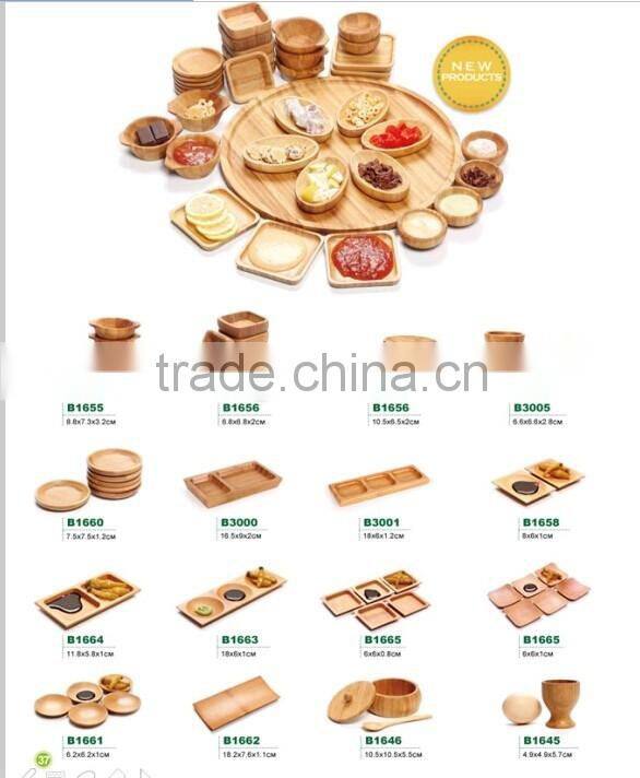 Bamboo square plate,wooden compartment tray for sale
