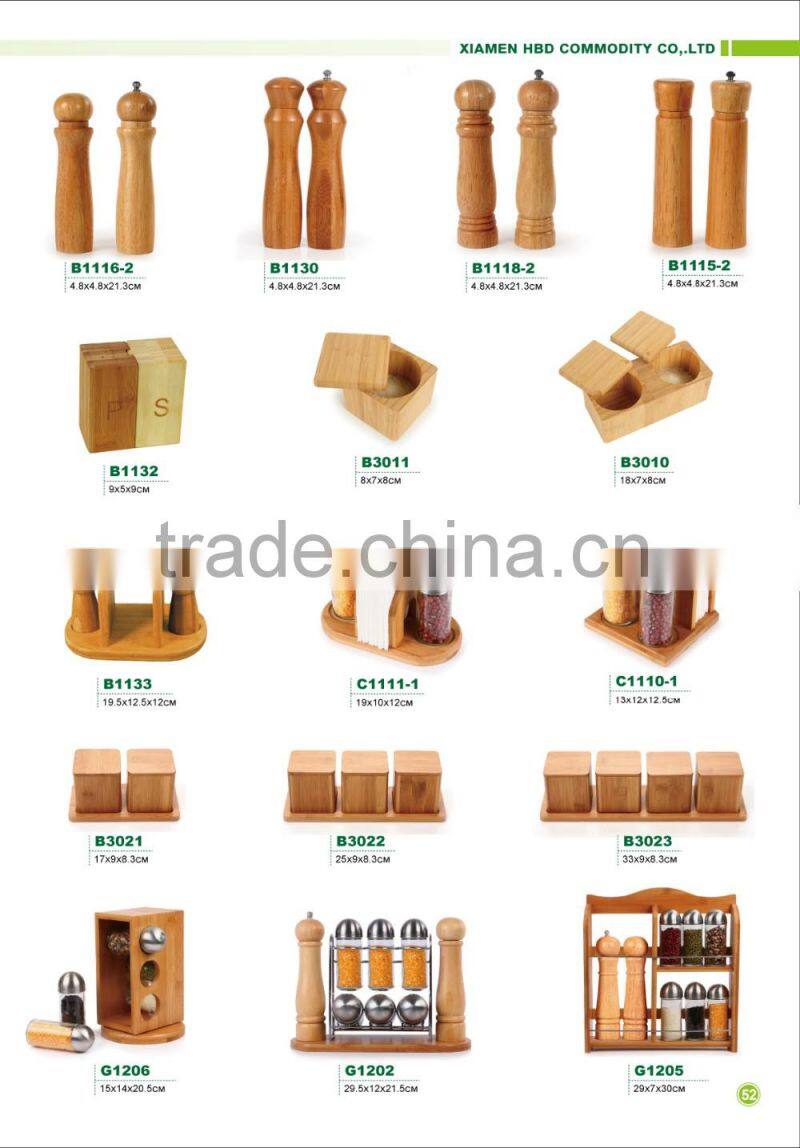 High quality bamboo wood Spice rack with 8 jars