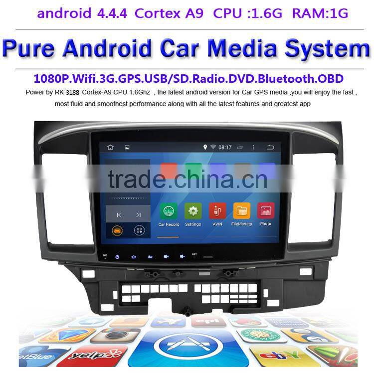 10.2 inch Android 4.4.4 Stereo for Mitsubishi Lancer GPS 1024*600 1.6G CPU Radio headunit free map GPS navi browser navi 335USD