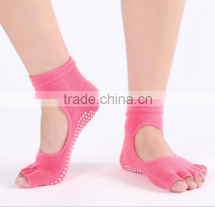 Yoga Pilates Breathable Grip Cotton toe less socks