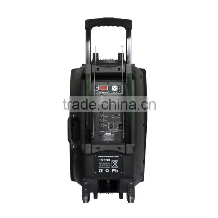 15 inch hot active type portable trolley bluetooth speaker with fm radio