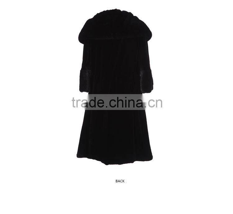 factory price plus size russian style black long mink fur coat for winter