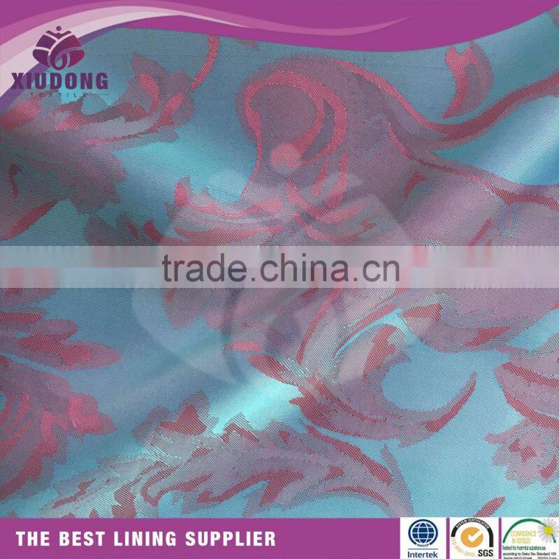 Polyester viscose two-tone Jacquard logo lining fabric for high-class brand garment