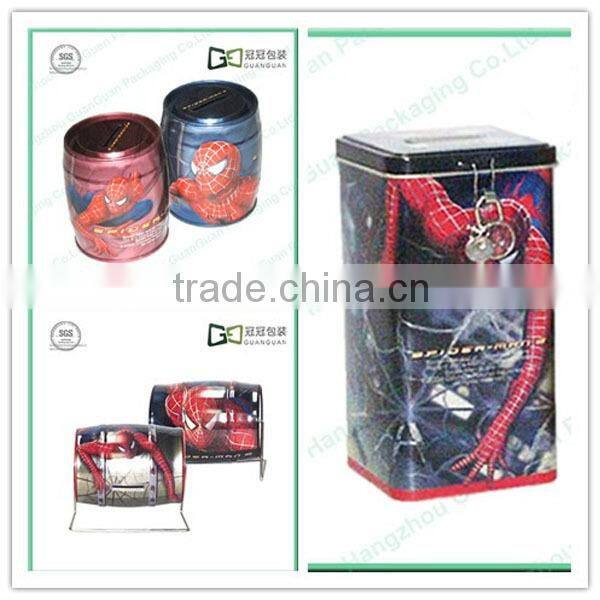 spiderman metal money box with lock for saving