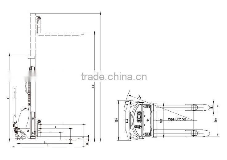 2.0 ton semi electric straddle stacker