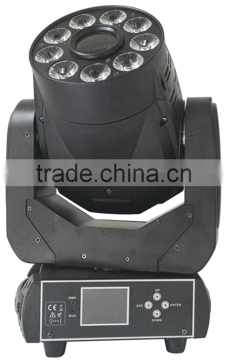 3-facet Prism Pro Wedding Stage DJ Light 9pcs 18W RGBWA+UV 6IN1 Wash Spot Combine 75W LED Moving Head