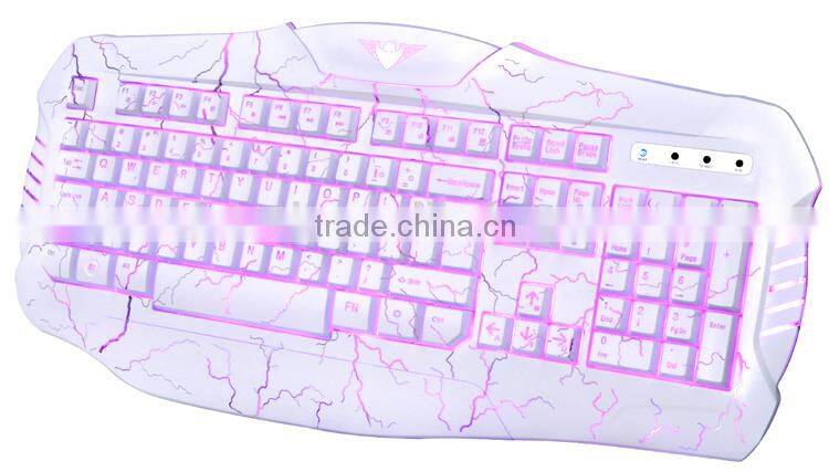 2015 the latest 3 colors LED light crack backlit professional gaming computer keyboard---JK666