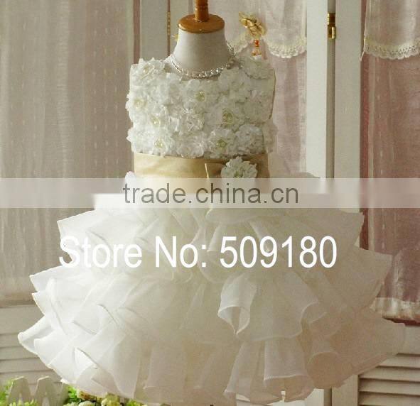 Lovely White Sleeveless Knee Length Custom Made Vestidos Girl Dress for Wedding Ball Gown FG020 flower girl dress patterns